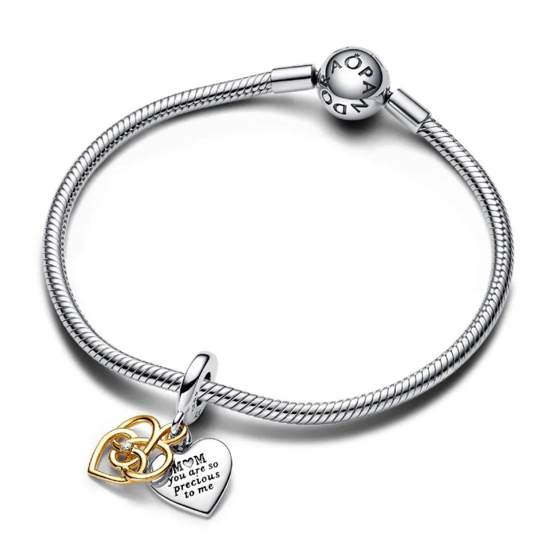 Charm Pendant Double Maman Gravable Diamant de Synthèse