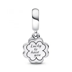 Charm Pendant Double Trèfle à Quatre Feuilles de l'Amitié