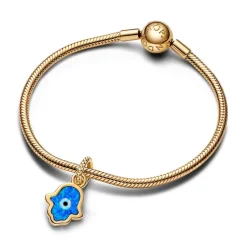 Charm Pendant Main de Fatma Bleu Opalescent