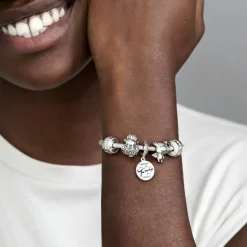 Charm Pendant Pandora Moments Famille de Cœur en Argent