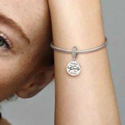 Charm Pendant Pandora Moments Famille de Cœur en Argent