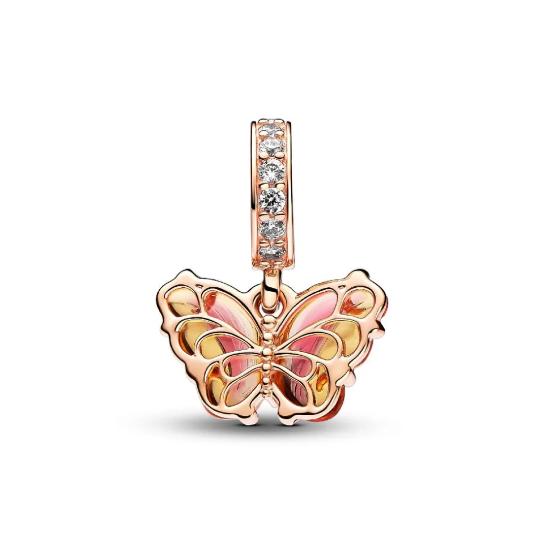 Charm Pendant Papillon Murano Rose et Jaune