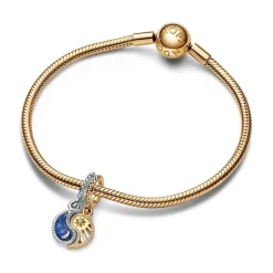 Charm Pendant Séparable Soleil et Lune Bimatière