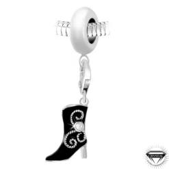 Charm perle botte noir orné de cristaux Swarovski par SC Crystal Paris® BEA0044+CH0228-argent