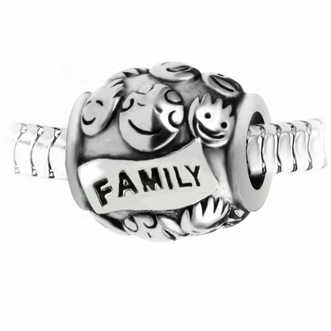 Charm perle "family" en acier par SC Crystal