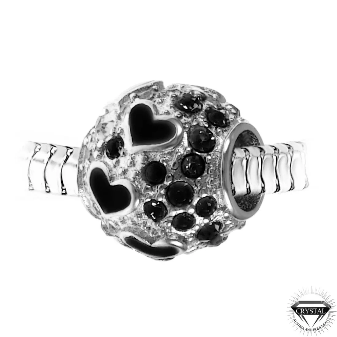 Charm perle orné de cristaux de Bohème par SC Crystal BEA0209-NOIR
