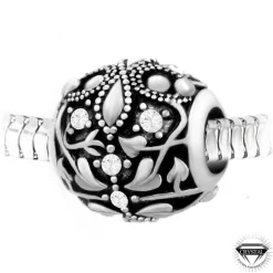 Charm perle ornemental orné de cristaux et acier par SC Crystal BEA0057