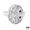 Charm perle pavé de cristaux blancs et acier par SC Crystal BEA0031