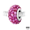 Charm perle pavé de cristaux roses et acier par SC Crystal BEA0029