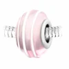 Charm perle spirale verre rose décoré main et acier par SC Crystal BEA0131
