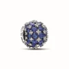 Charm Rond Pavé Scintillant Bleu