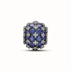 Charm Rond Pavé Scintillant Bleu