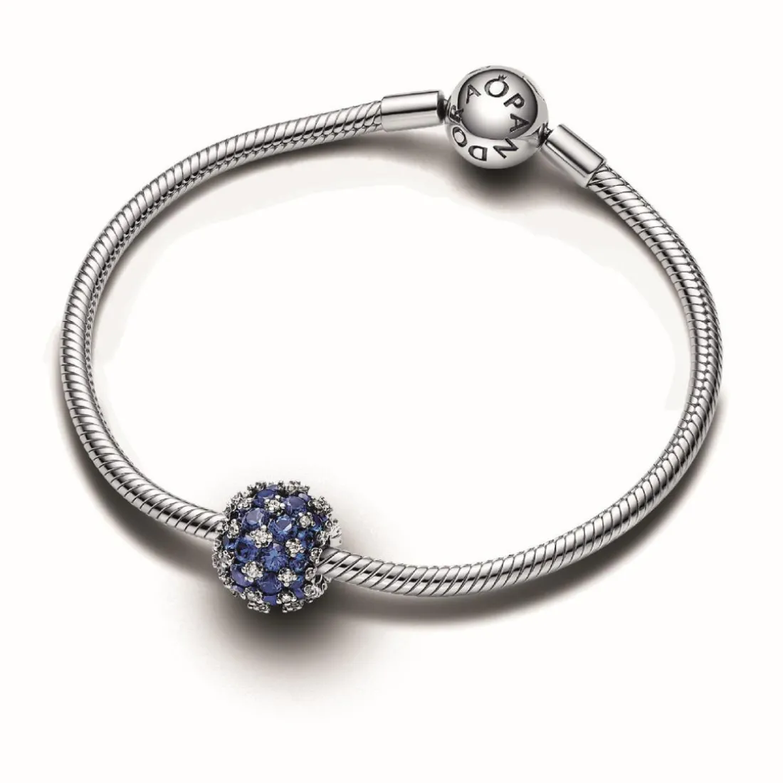 Charm Rond Pavé Scintillant Bleu