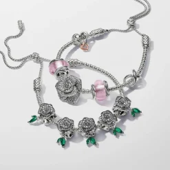 Charm Rose Épanouie Scintillante