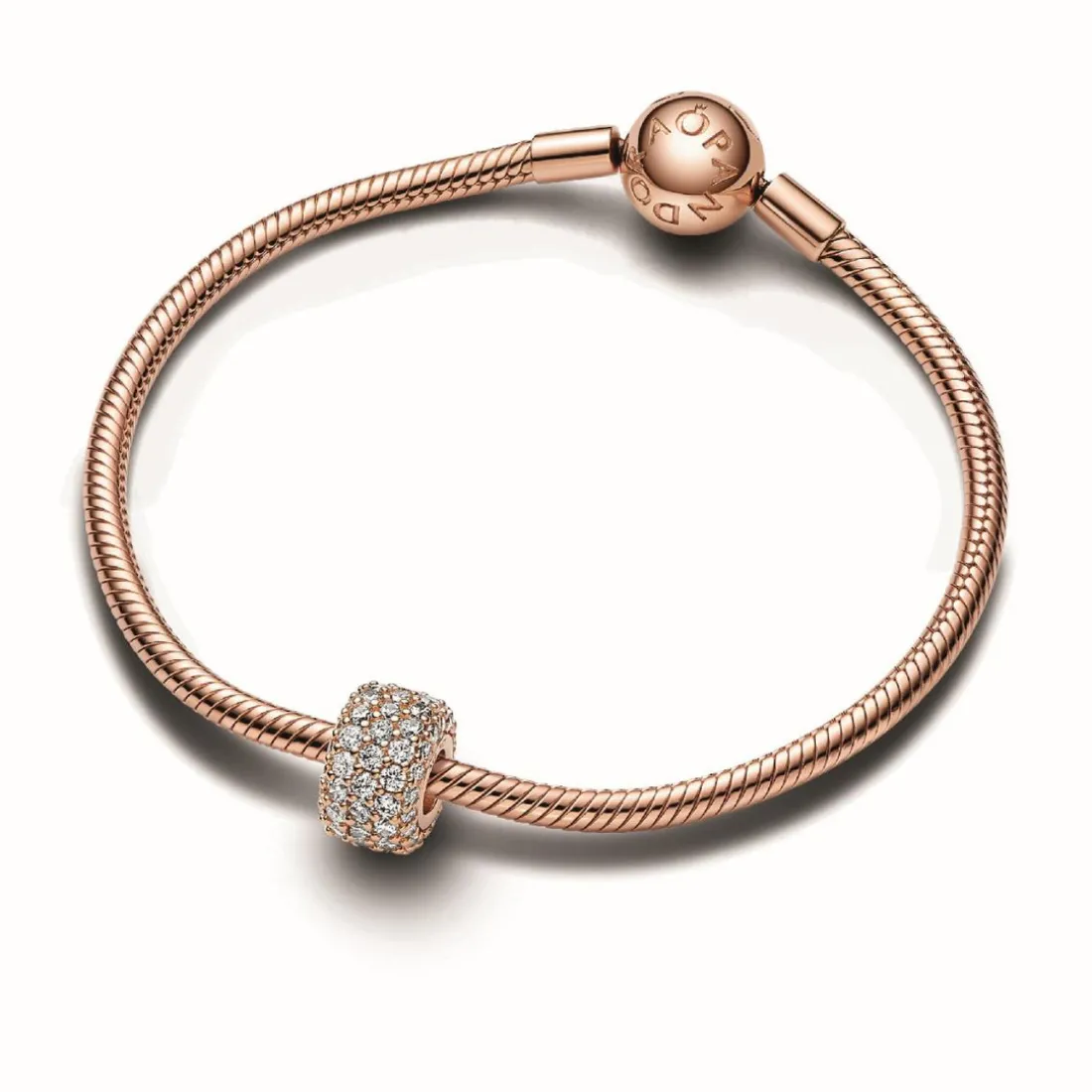 Charm Triple Rang Pavé Scintillant - Pandora Moments Doré Rose