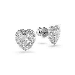 Clous d'oreilles Ariana Grande x Swarovski, Tailles variées, Cœur, Blanches, Métal rhodié