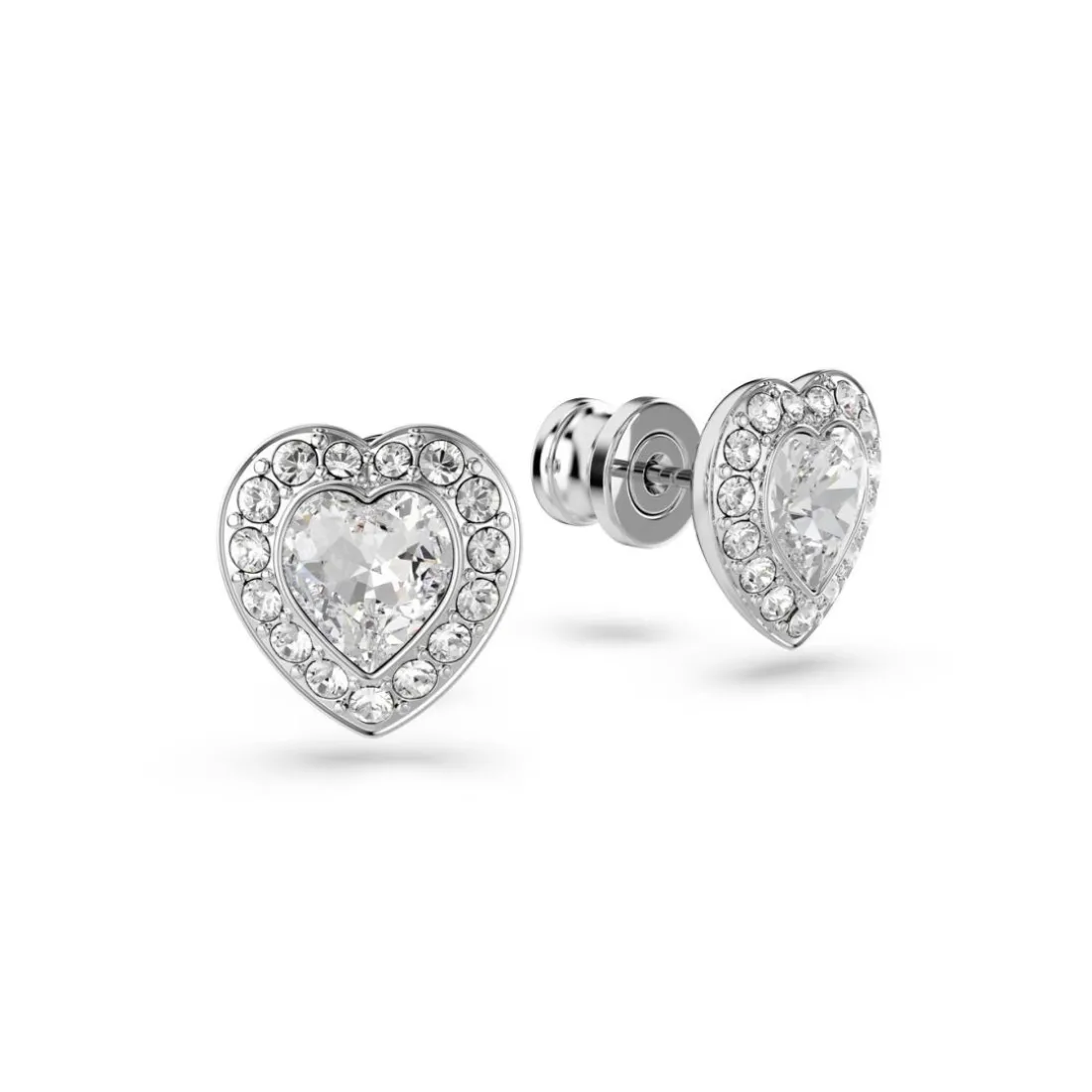 Clous d'oreilles Ariana Grande x Swarovski, Tailles variées, Cœur, Blanches, Métal rhodié