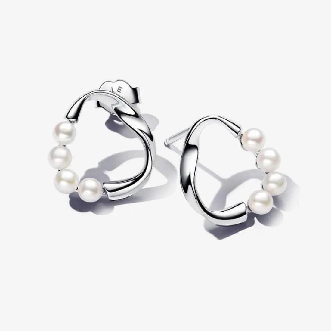 Clous d’Oreilles Cercle Organique Argent et Perles de Culture