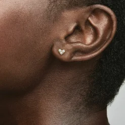 Clous d’Oreilles Cœur Trois Pierres - Pandora Timeless Doré