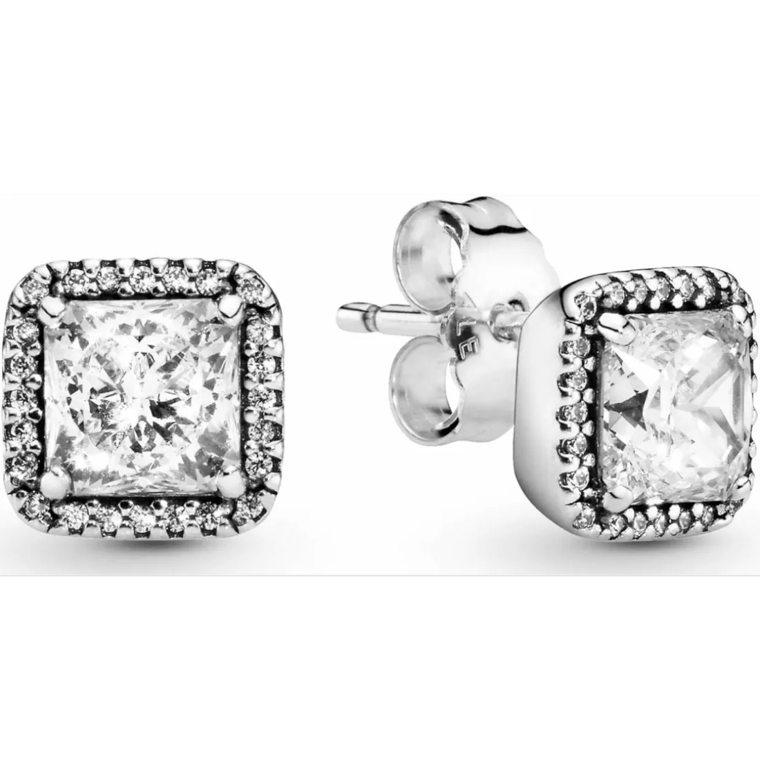 Clous d'Oreilles Pandora Signature Halo Scintillant Carrés