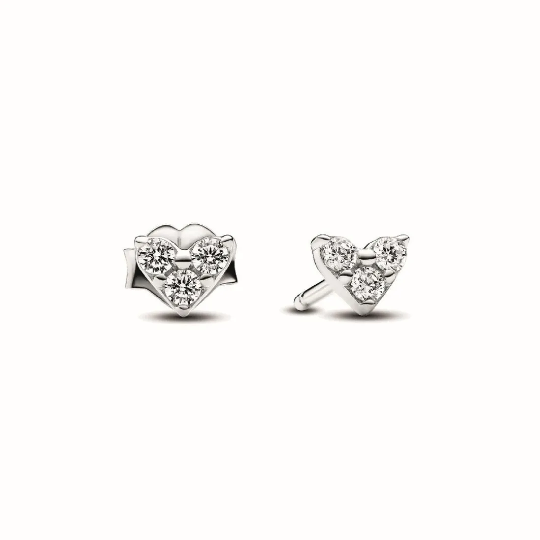 Clous d’Oreilles Pandora Timeless - Cœur Trois Pierres en Argent 925/1000