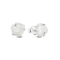 Clous d’Oreilles Rose Épanouie Blanche