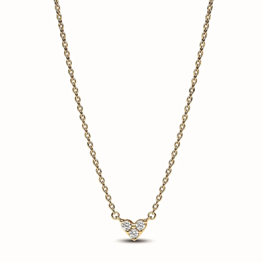 Collier Cœur Trois Pierres - Pandora Timeless Doré