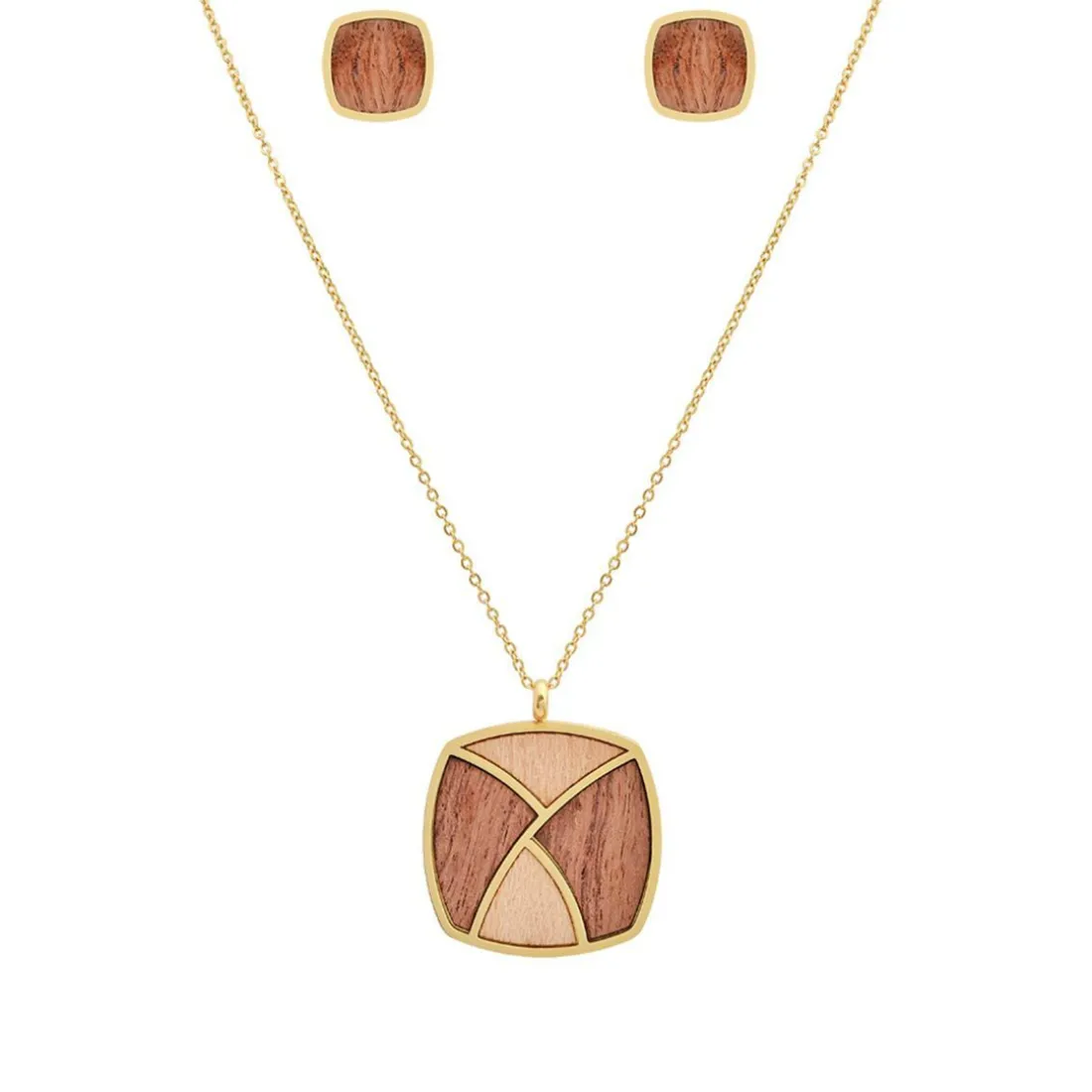 Collier et pendentif Femme Edforce 93-0916-S - Acier Doré