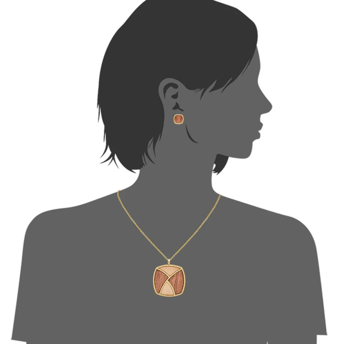 Collier et pendentif Femme Edforce 93-0916-S - Acier Doré
