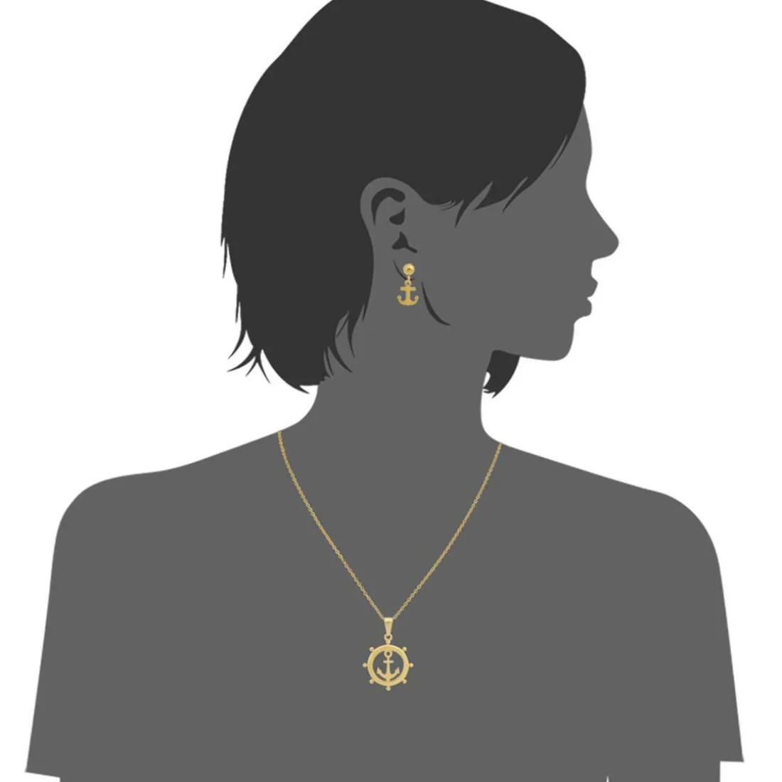 Collier et pendentif Femme Edforce 90-0396-S - Acier Doré