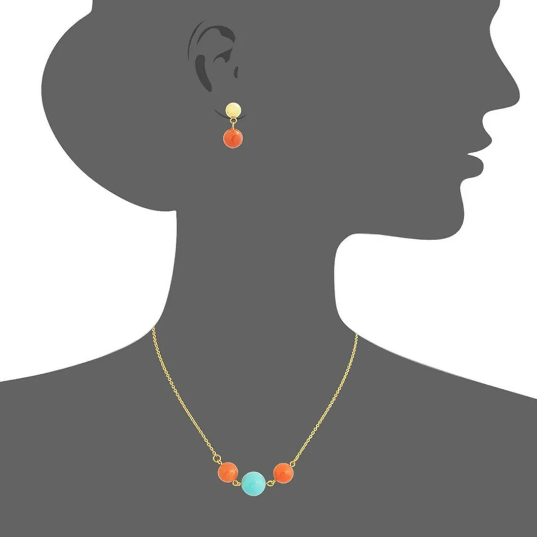 Collier et pendentif Femme Edforce 341-0073-S - Acier Doré