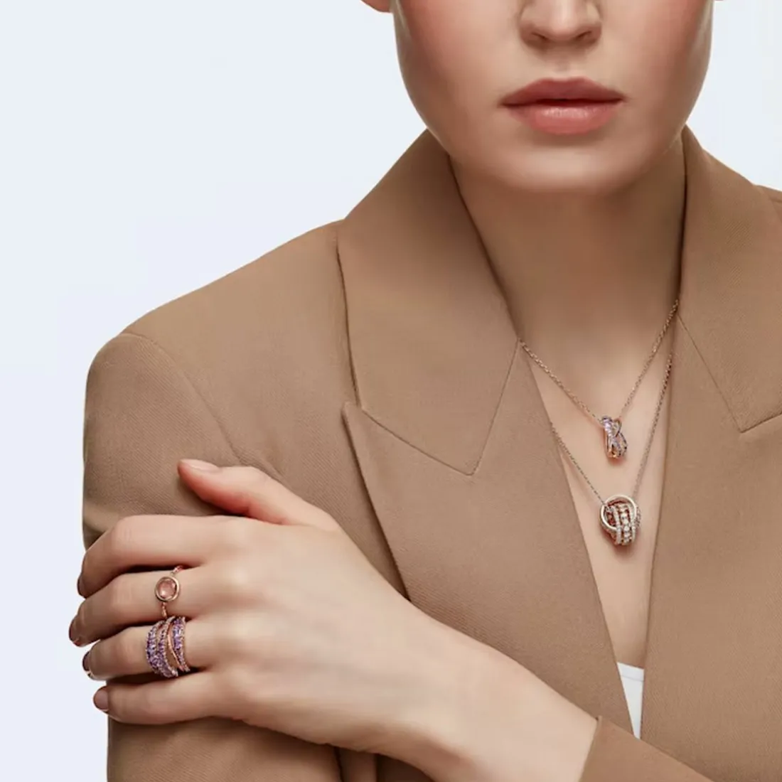 Collier et pendentif Swarovski Bijoux 5419853 - Acier Doré Rose Cristaux Swarovski Femme