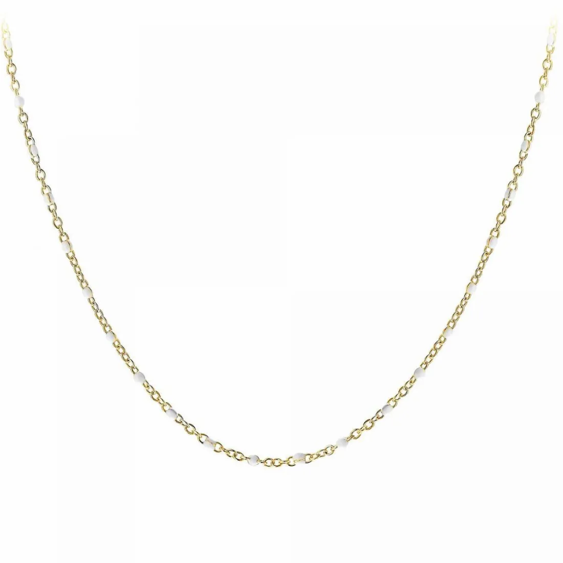 Collier femme Angèle M B2394-BLANC - Acier Doré