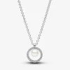 Collier femme argent sterling avec perle blanche et zircone Pandora Timeless