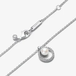 Collier femme argent sterling avec perle blanche et zircone Pandora Timeless