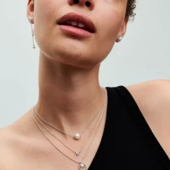 Collier femme argent sterling avec perle blanche et zircone Pandora Timeless