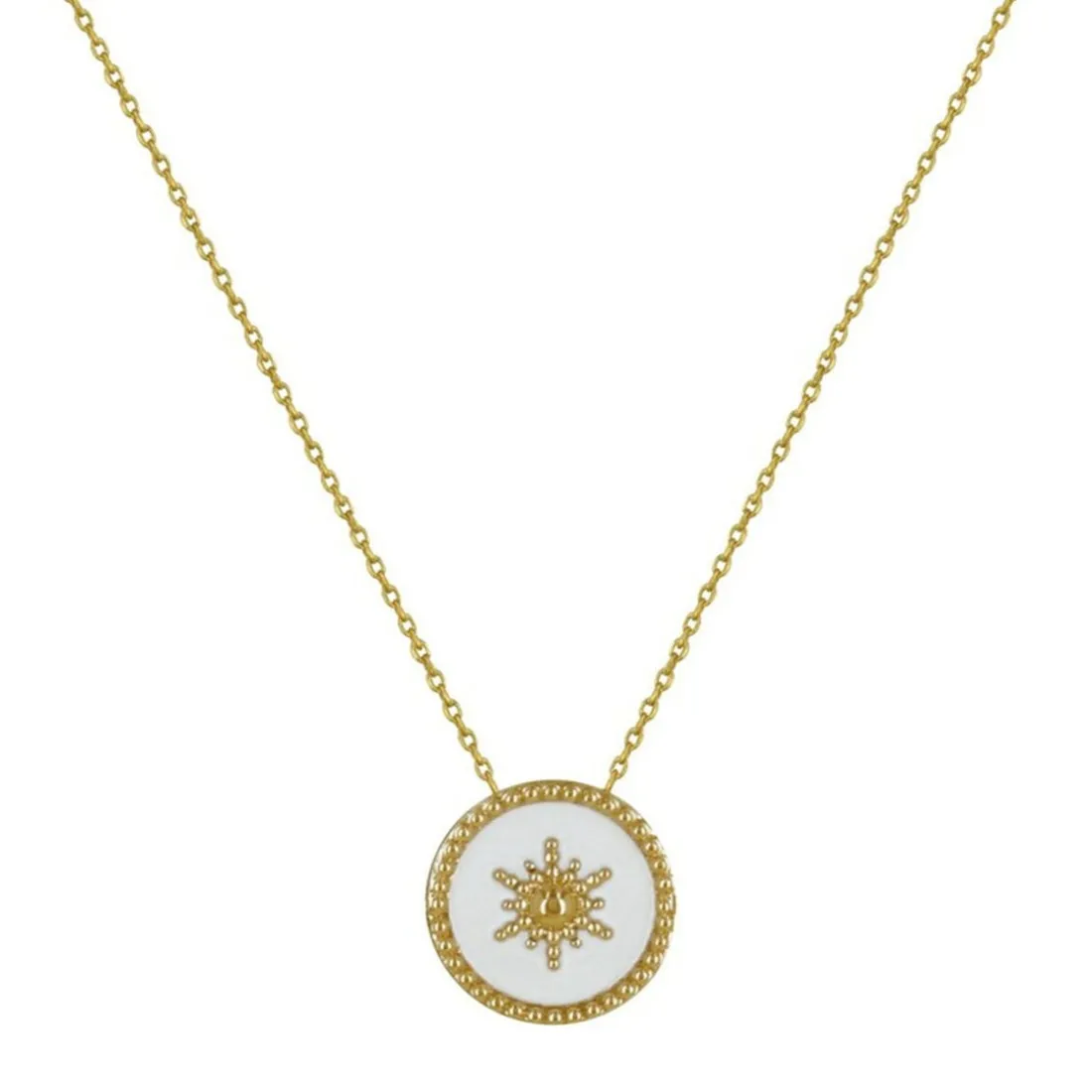Collier femme plaqué or laque blanc - UYZ6W445
