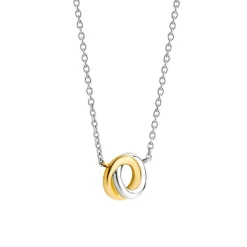 Collier Ti Sento 3915SY - argent anneaux entrelacés bicolores Femme