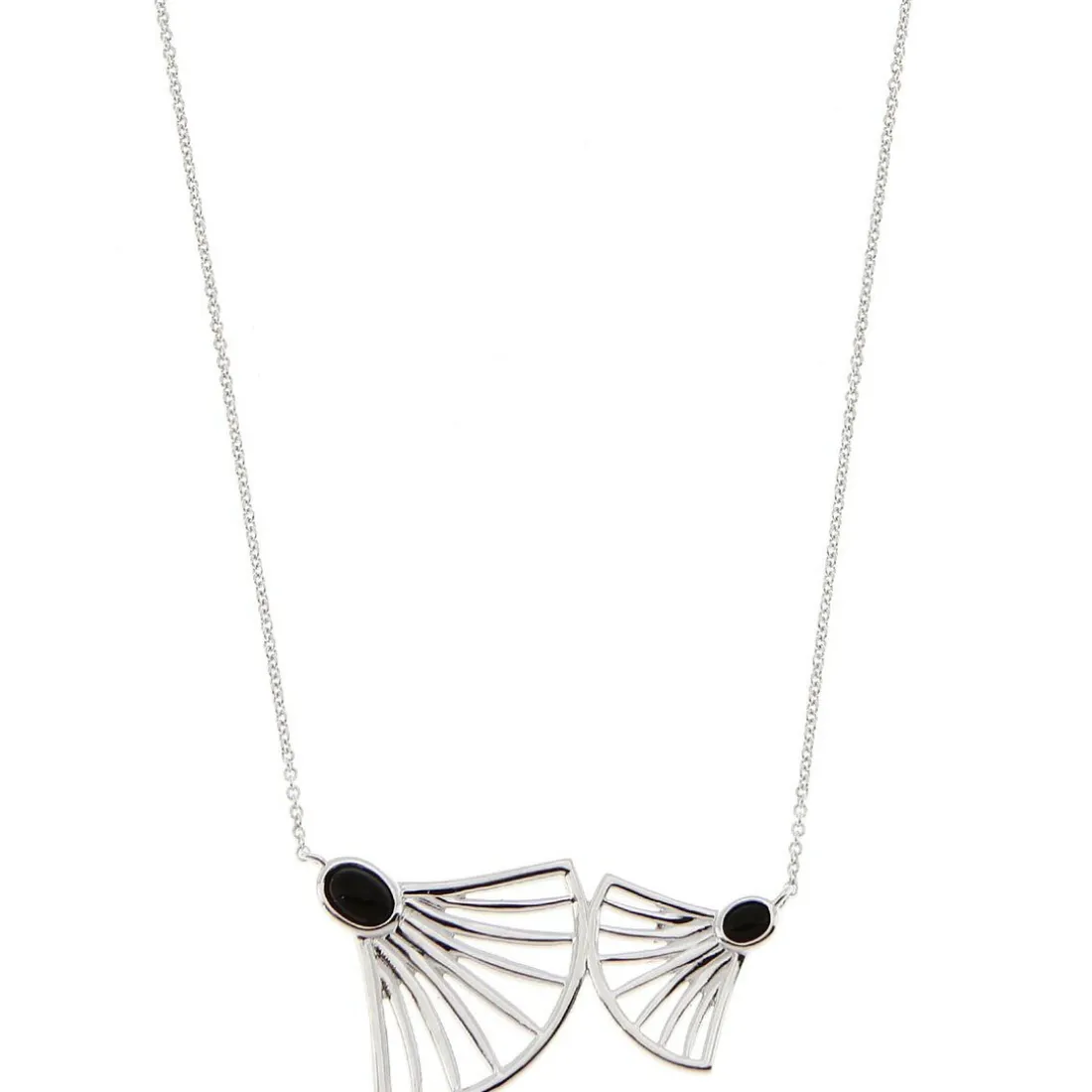 Collier Arielle Argenté & Onyx Noir