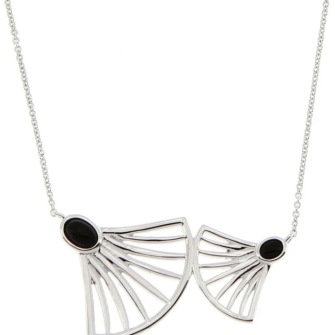 Collier Arielle Argenté & Onyx Noir