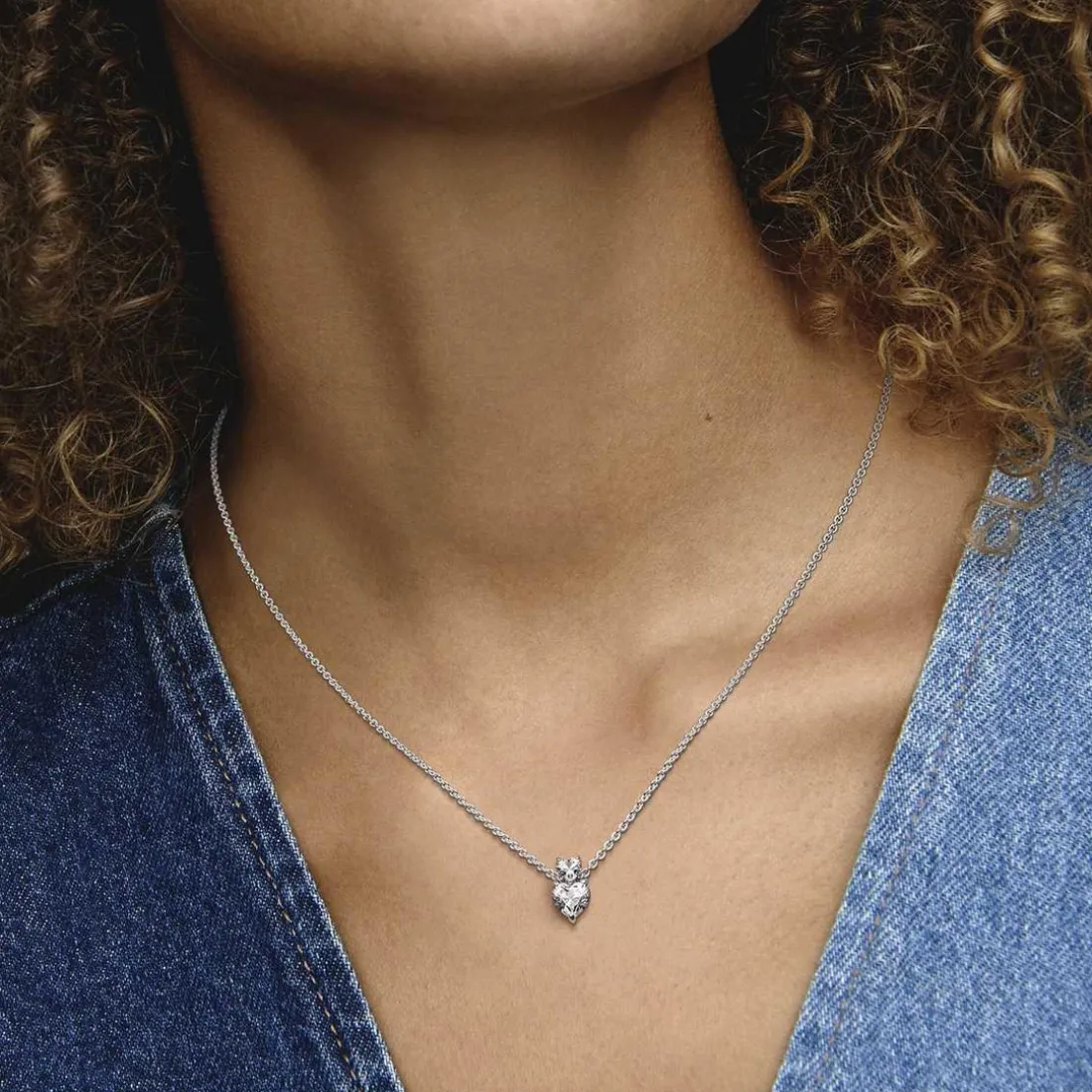 Collier avec Pendentif Pandora Timeless - Double Cœur Scintillant
