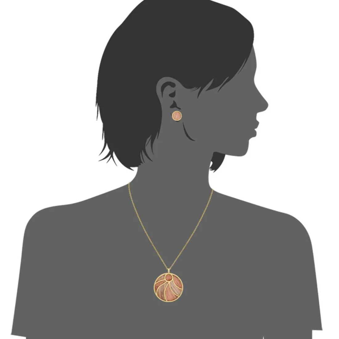 Collier et pendentif Femme Edforce 93-0917-S - Acier Doré
