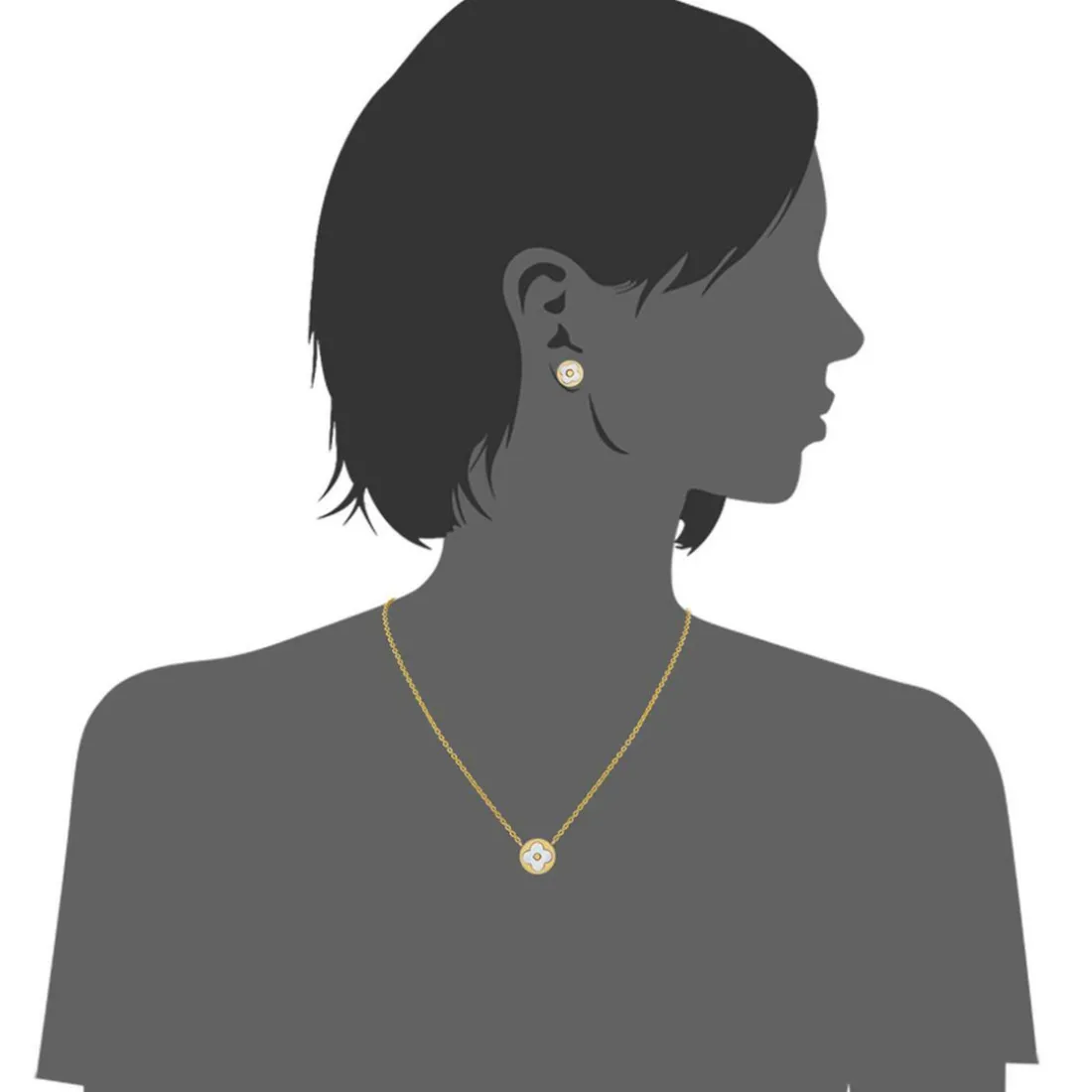 Collier et pendentif Femme Edforce 274-0035-S - Acier Doré