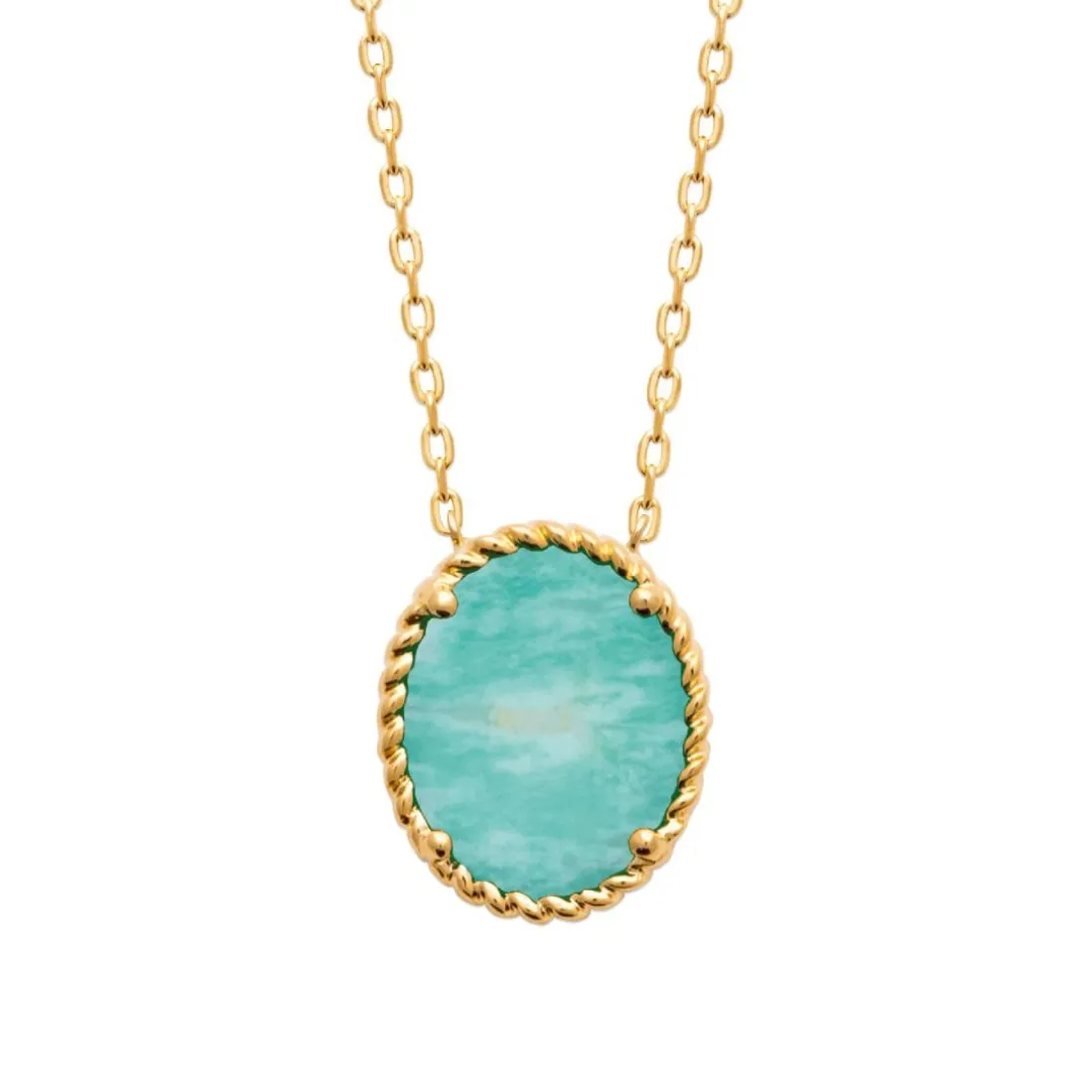 Collier femme amazonite plaqué or Maison de la Bijouterie UW35V345