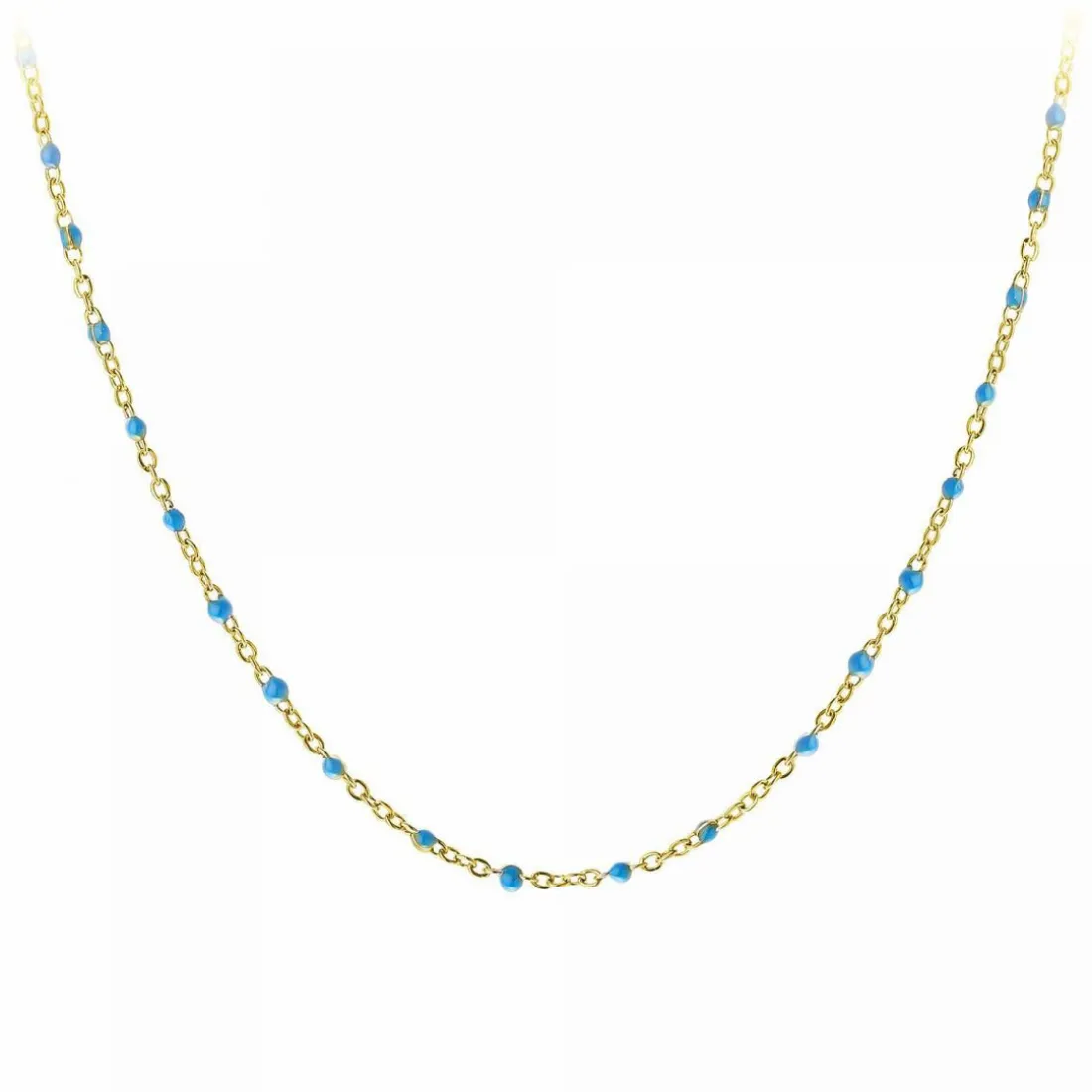 Collier femme Angèle M B2394-BLEU - Acier Doré