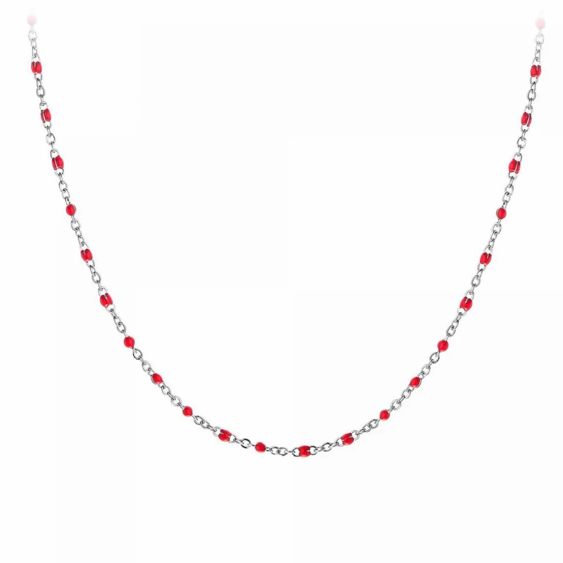 Collier femme Angèle M - B2380-ROUGE Acier Argent