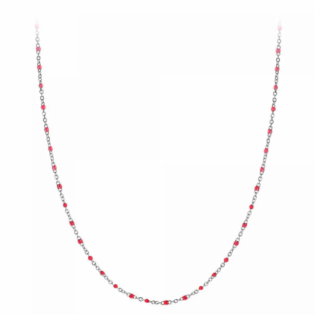 Collier femme Angèle M - B2380-ROUGE Acier Argent