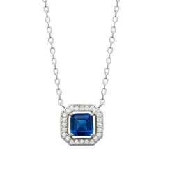 Collier femme argent carré bleu Maison de la Bijouterie VW364Y45
