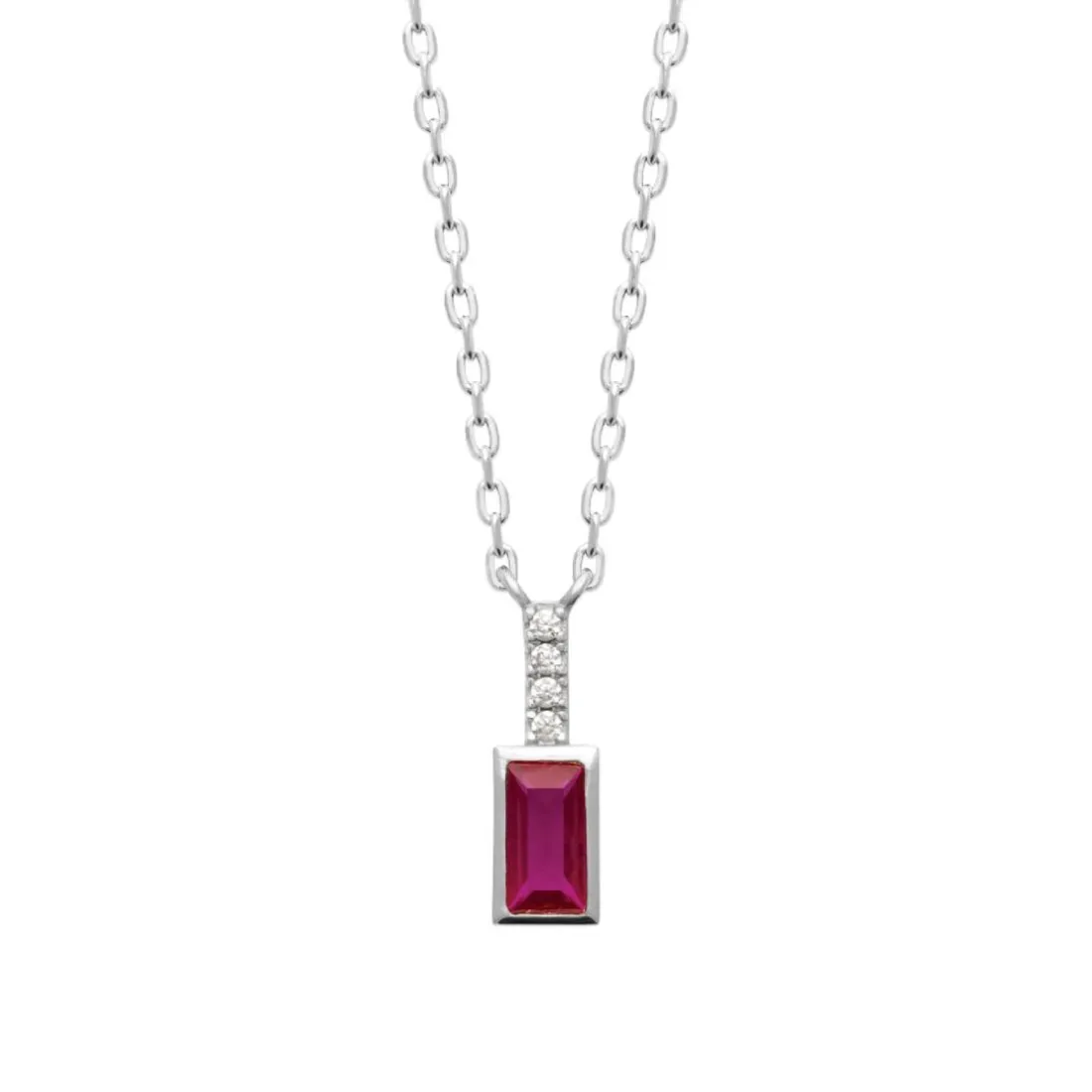 Collier femme argent pendentif pierre rouge Maison de la Bijouterie VW364V45