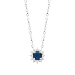 Collier femme argent pendentif pierre bleue Maison de la Bijouterie VW3UW045